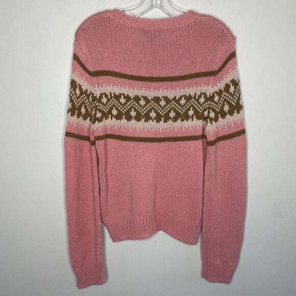 A.P.C. Sweater Women XS Elizabeth Fair Isle Pullover Pink Alpaca Blend - Picture 7 of 11